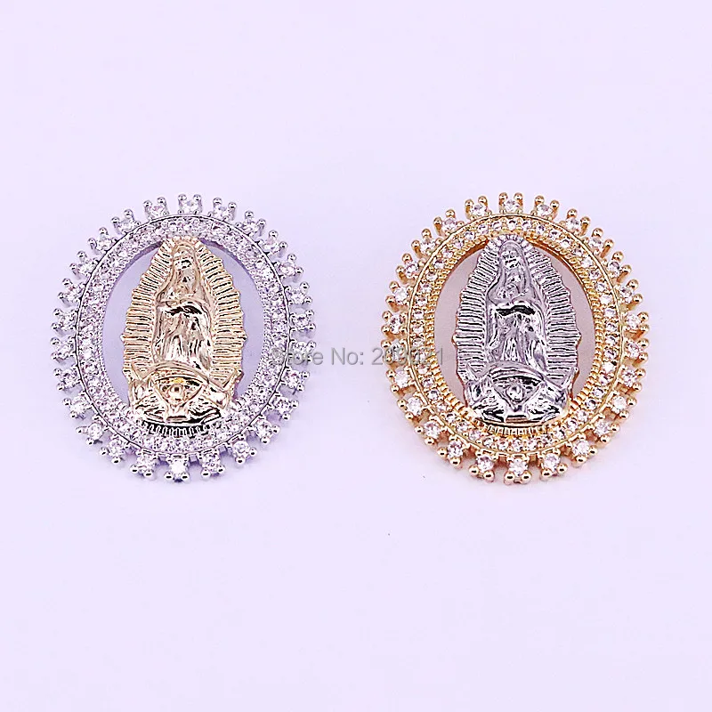 6 шт. золотая, Серебряная цепочка Ожерелье CZ Micro Pave Oval форма Иисуса Шарм ожерелье ювелирные изделия подарок