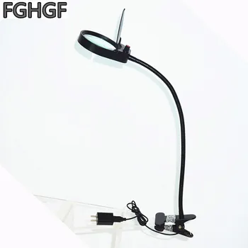 

FGHGF Clip Desktop Magnifying Glass 3X -10x Magnification With LED Light Adjustable Brightness Learning Table Lamp Hand Carved