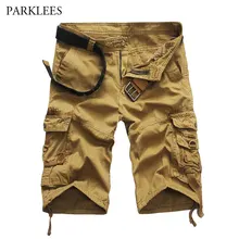 Новые трендовые мужские шорты Карго летние Брендовые мужские повседневные хлопковые шорты со множеством карманов свободные бермуды Masculina хаки 38