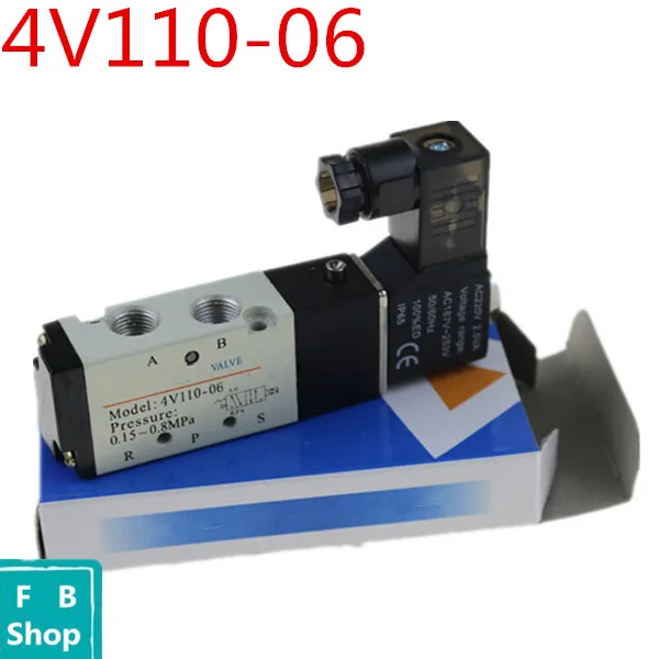 4V110-06 Solenoid Air Valve 5 port 2 position 1/8&quot BSP 12V 24V DC AC 110V 220V 5/2 Way PT1/8 With LED | Обустройство дома