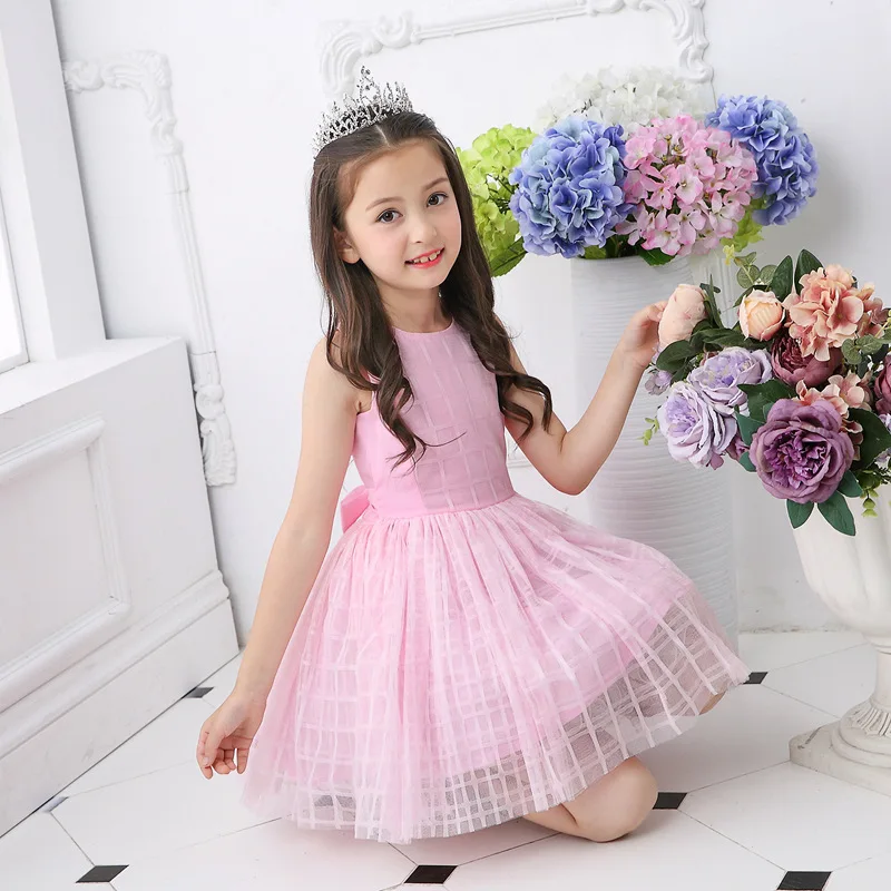 Girls Chiffon Dress 2017 New Mesh Girl Princess dresses Pink White baby