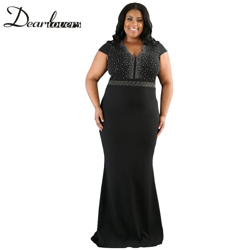 black rhinestone dress plus size