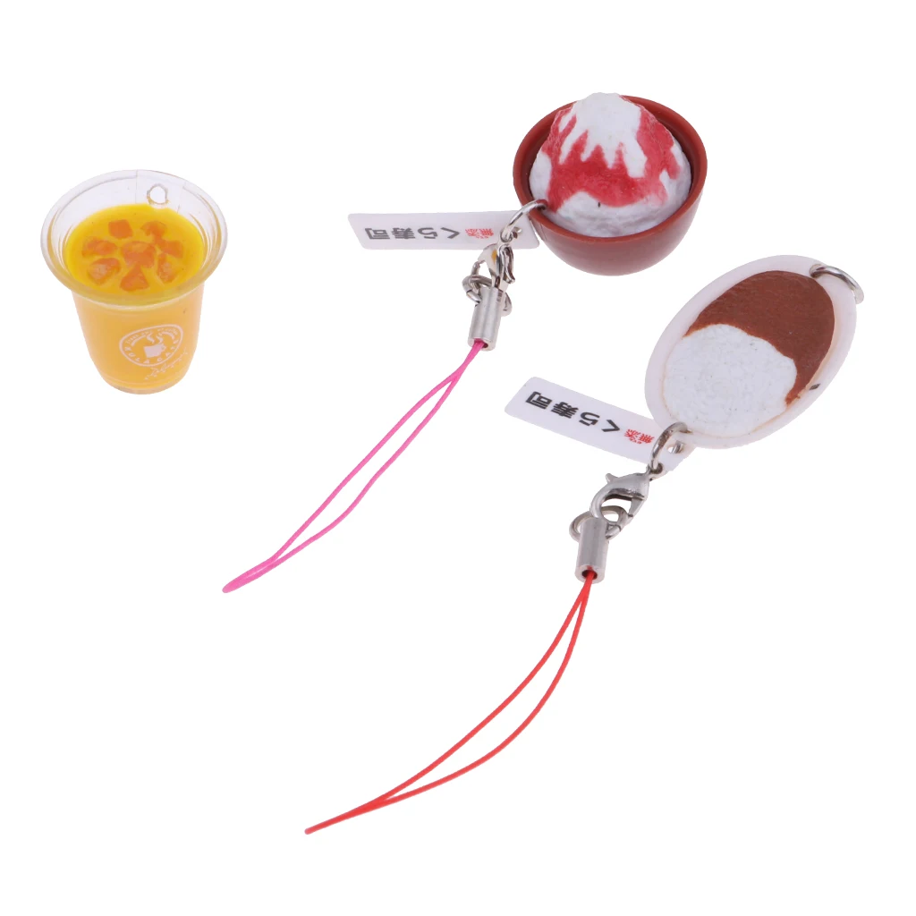 3Pieces 1/6scale Doll House Miniature Kitchen Decoration Tea Cake Dessert Food Kit Kids Toys Keychains	
