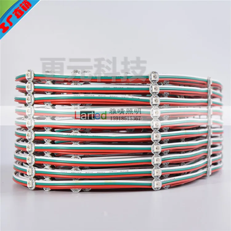 

500Pcs Pre-wired 5050 WS2812B SK6812 WS2812 Full Color RGB LED Chip & Heatsink DC5V 10cm/12cm transparent/colorful wire