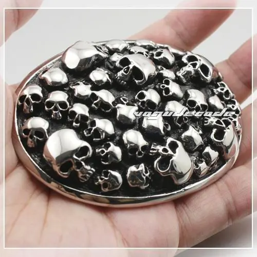 

316L Stainless Steel Skulls Mens Biker Belt Buckle P025