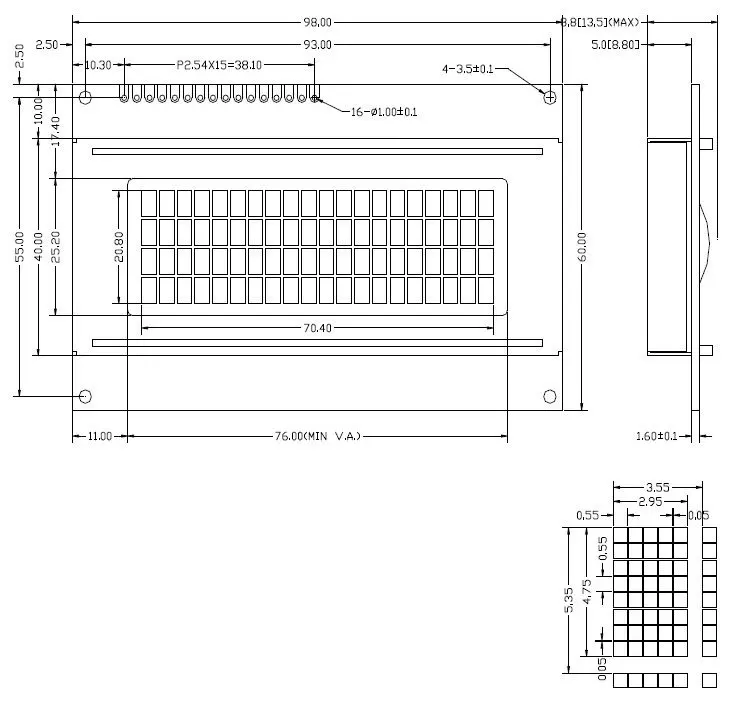 Дисплей lcd 2004a datasheet. Display 2004 размеры. Lcd 2004 размеры. Lcd дисплей размеры. Lcd 1602 габариты.