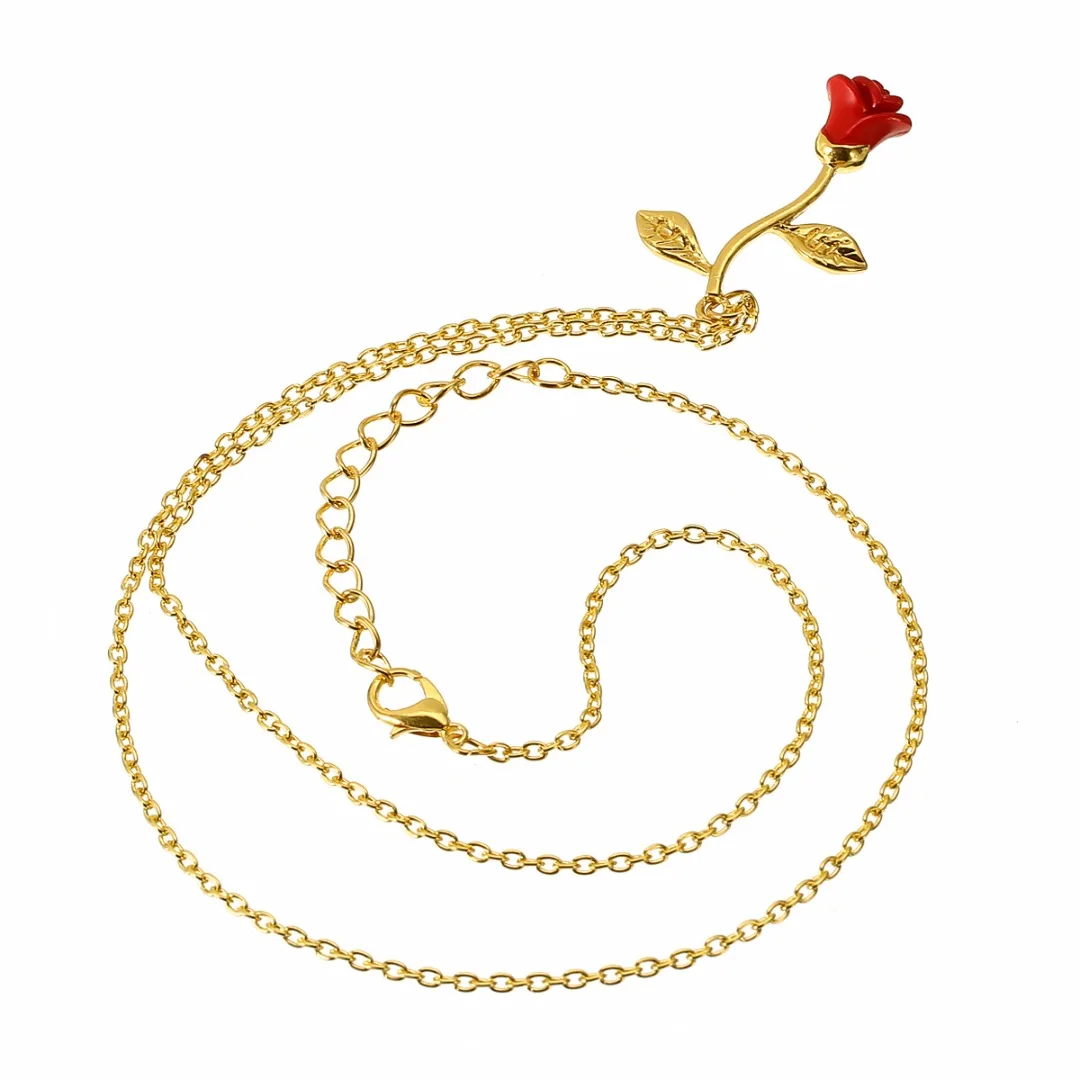 Red Rose Flower Statement Necklace Shellhard Bijoux Femme Collier Necklaces Pendant Trendy Women Jewelry Gift