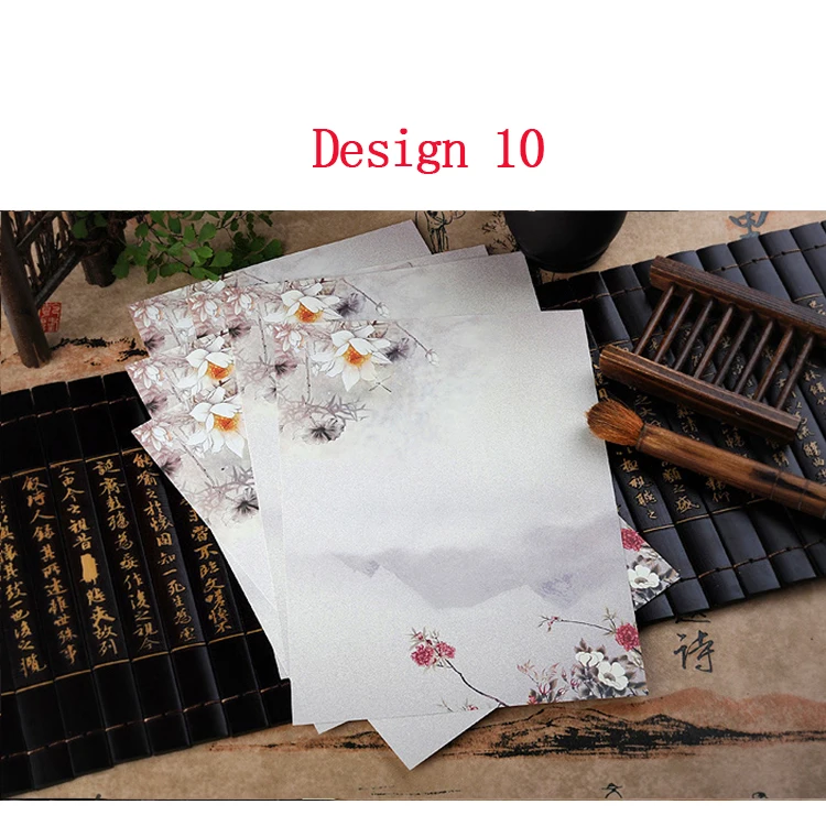 8 листов, конверты в китайском стиле, Винтажные Украшения в виде цветов, набор бумажных букв для студентов, офиса, школы, канцелярские принадлежности