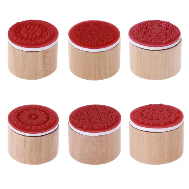 

Vintage Floral Pattern Round Wooden Stamps for Scrapbooking Craft Album Diary Book Decorating Stamp Wood Stamp Supplies