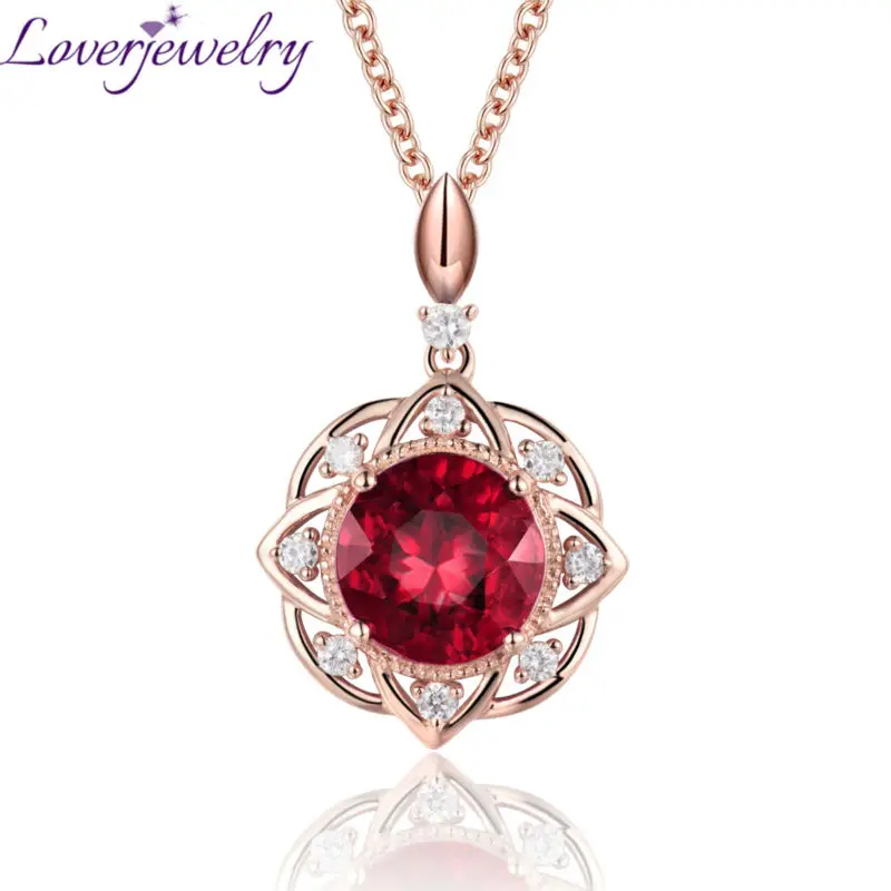 Natural Ruby Necklace Pendant Rubi In Solid 14Kt Rose Gold Natural Diamond Pendants For Sale ...