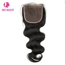 Hot Beauty Hair Brazilian Virgin Hair Body Wave 4*4 Lace Closure Natural Black Color Human Hair Closure 1PC