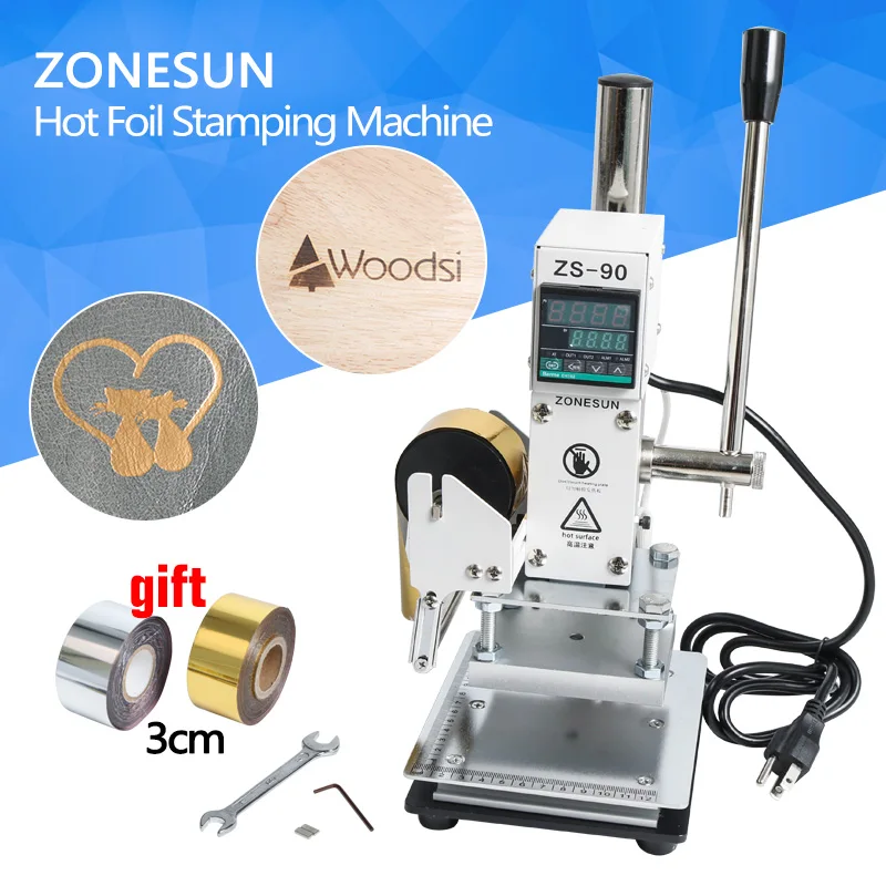 ZONESUN ZS 90 Hot Foil Stamping Machine Manual Bronzing embosser PVC