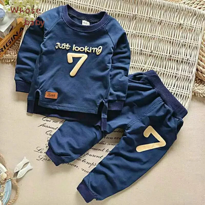 Baby Sets Boys Cotton Seven Print Spring Newborn Sweaters+Pants Fashion