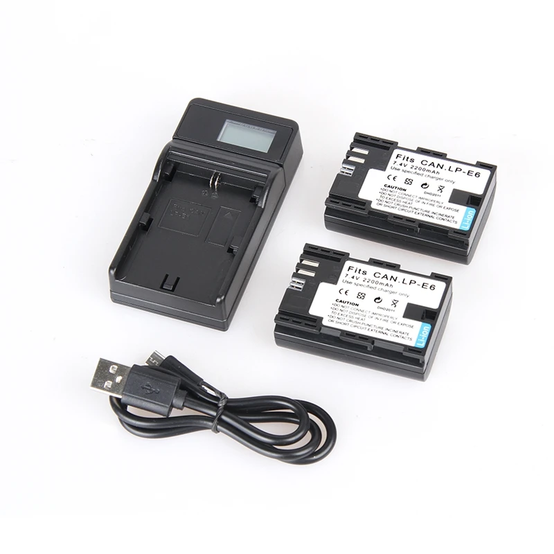 For Canon EOS 5DS EOS 6D EOS 7D 7D Mark II LP E6 Charger with LED