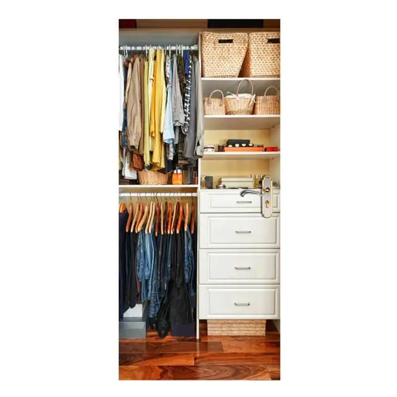 2pcs/set 3D Closet Wardrobe Wall Sticker Waterproof Self adhesive Door