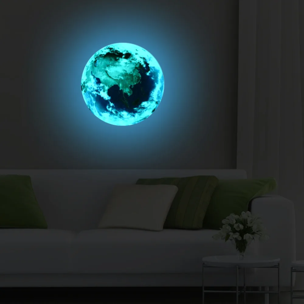 Luminous wallpapers wall sticker wall decor 3D wall stickers engraving moon globe wallpaper sticker organizer