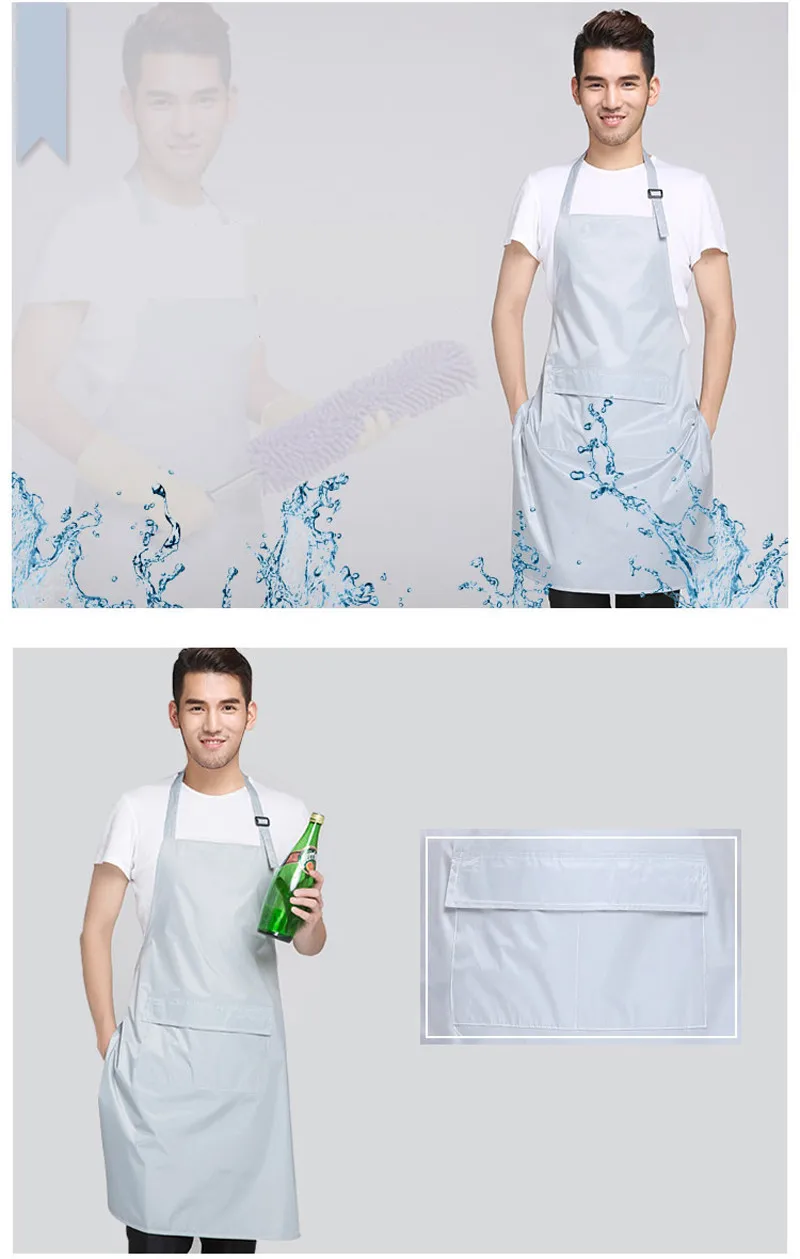 Wash Car Waterproof PVC Apron Restaurant Hotel kitchen Aprons Men And Women  Antifouling Cleaning Black White Apron With Pockets11