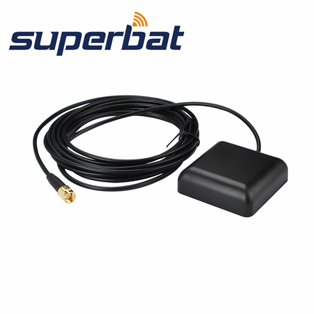 Superbat 1575MHZ Magnetic Active GPS Antenna 51x51x16mm SMA Male Connector 3M Cable Car Navigator Aerial Booster Customizable