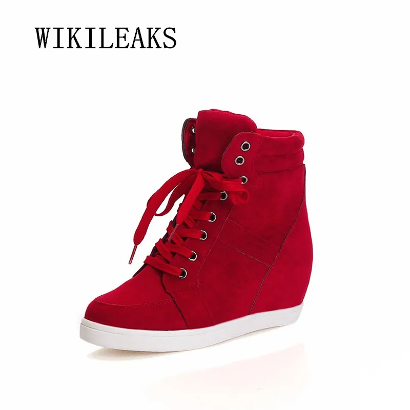

2019 height increasing luxury shoes women designers platform sneakers high top genuine suede women shoes wedges shoes for women