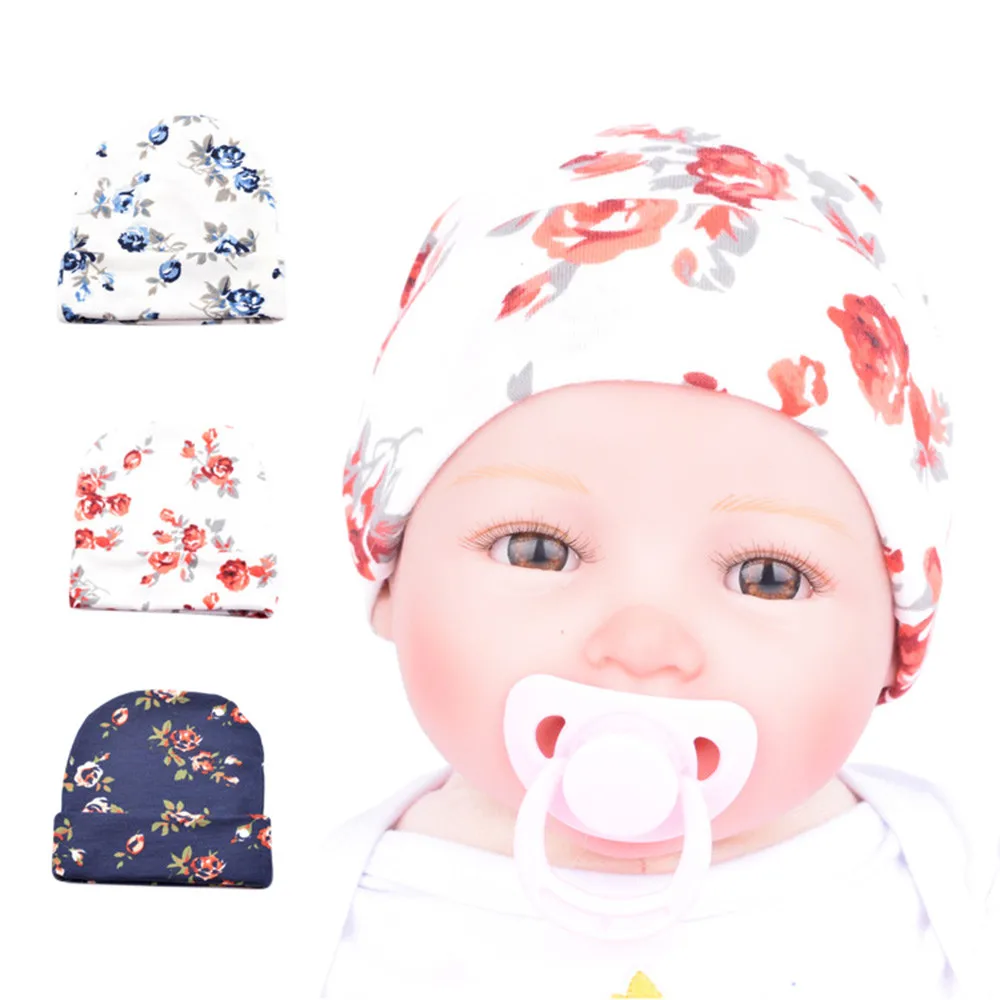 

Newborn Hat Newborn Baby Hats With Flower Hat Fit for 0-5 Months Baby Autumn Winter Warm Cap