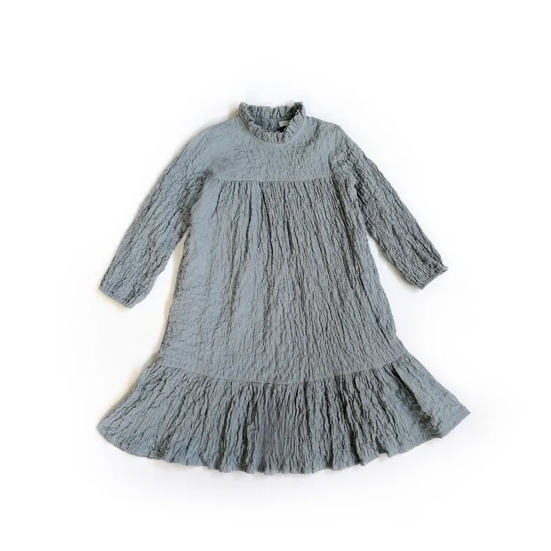 

autumn Baby Kids Dresses Children Girls Long Sleeve creases girl Princess Dress Spring Summer Dress Baby Girls Clothes 2017
