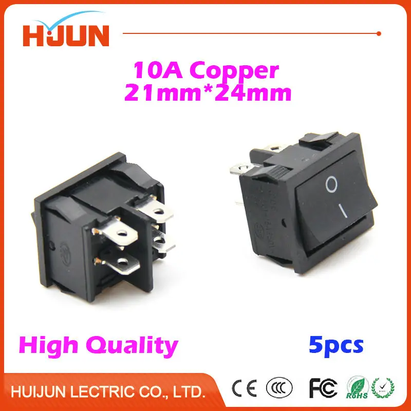 

5pcs 21*24mm 4Pin On/Off 6A/12A 250V Copper Boat Rocker Switch Car Dash Dashboard Truck RV ATV Home kcd5