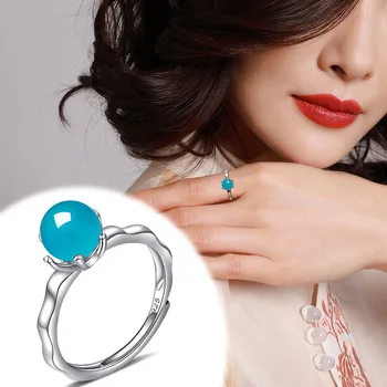 

2020 Real Anel Rings Women Fairy Rings Anillos Natural Tianhe Sky Female Ring Mouth Opening S925 Silver-inlaid Gift Adjustable