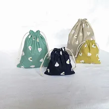 YILE 3 шт. SML Drawstring хлопок льняной мешочек вещи сортируются мешок печати рисовые YM01