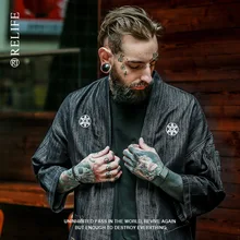 Европейский и американский стиль уличный Военный стиль халат с рукавами кимоно рубашка японский ретрорубашка пальто