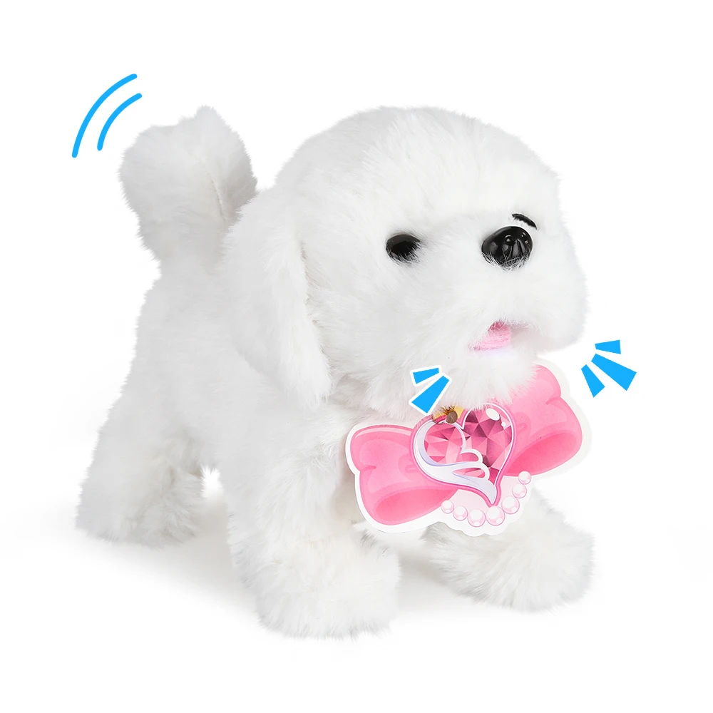 

Lovely Dog Stuffed Plush Toys Electronic Dog Doll Shake The Tail Stand Walk Best Gifts For Kids Girls Boys(Bichon Frise)