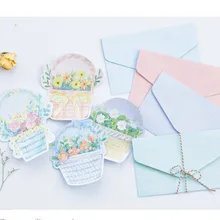 Модная Цветочная корзина конверт(4 шт)+ бумага с буквами(4 шт) набор/комплект конвертов/