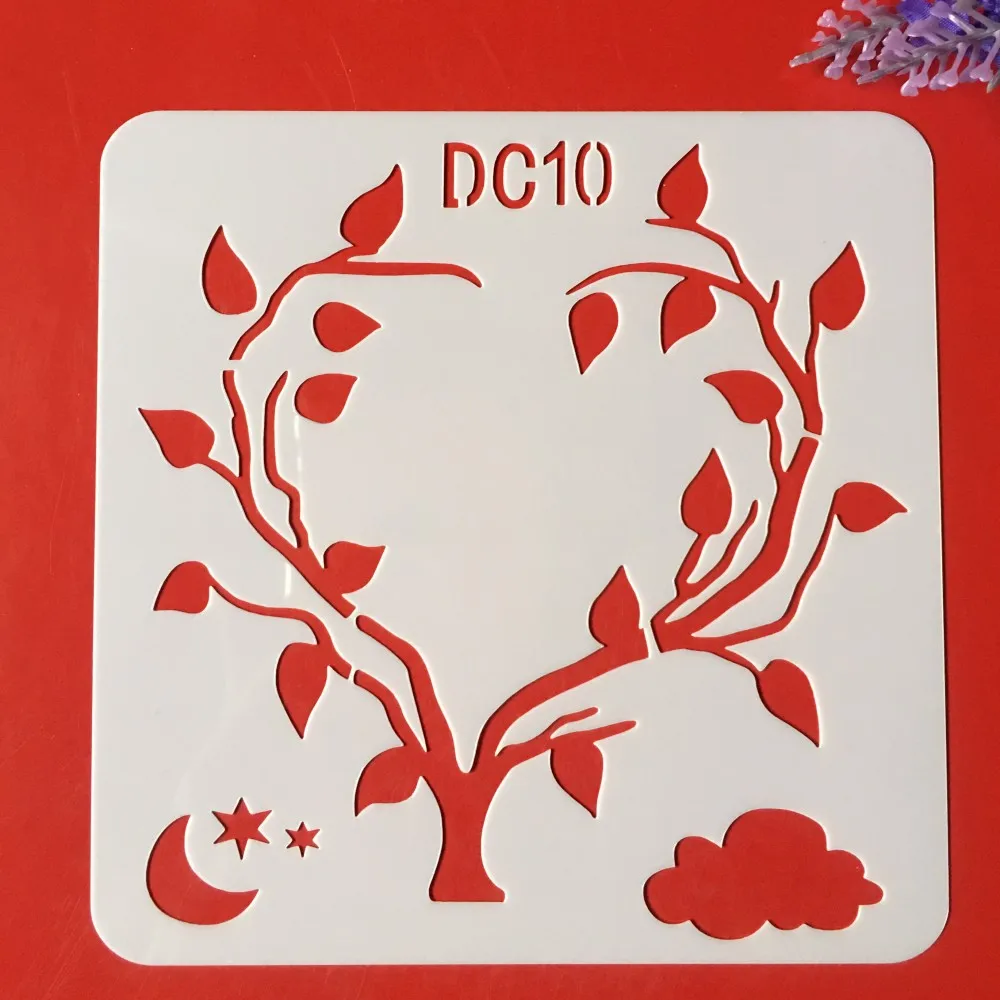 Hot 13cm Moon Tree Love Heart DIY Craft Layering Stencils Wall Paint Scrapbook Stamp Embossing Album Decorative Card Template |