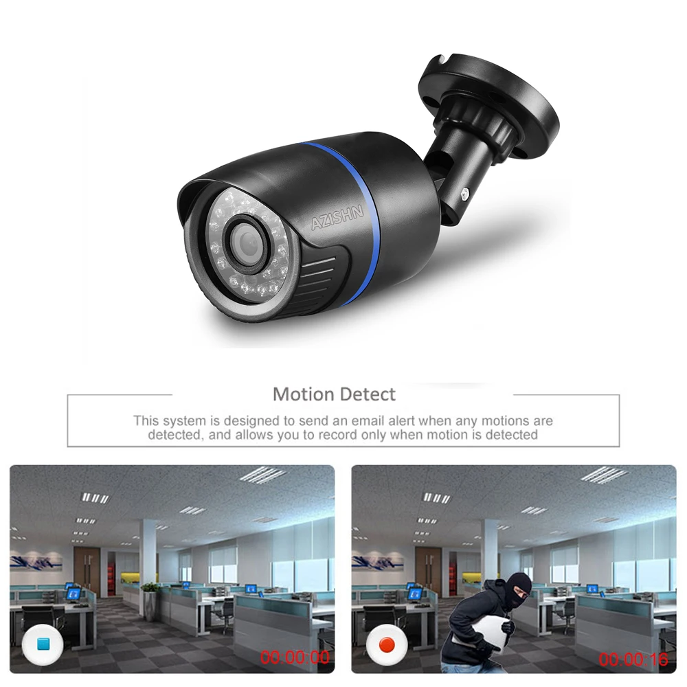 IP камера AZISHN 2 8 мм 1080P 960P 720P ONVIF P2P датчик движения RTSP оповещения по электронной