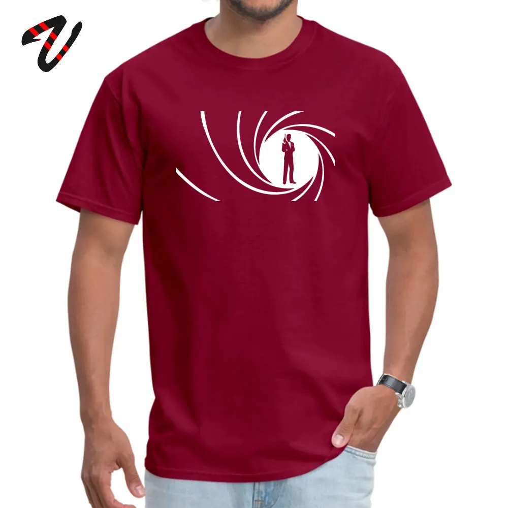 Hip Hop Man Tops & Tees jamesbondlogo Print T-shirts 100% Cotton Short Sleeve Printed Tee-Shirt Round Neck Top Quality james-bond-logo maroon