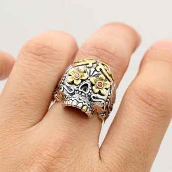 

100% Pure 925 Sterling Silver Jewelry Skull Open Fashion Domineering Skeleton Punk Pirate Mens Signet Rings New Gift 283