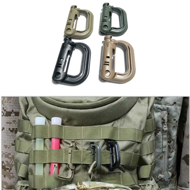 2/pcs رخوة التكتيكية على ظهره تكبل حلقة تسلق هوك ABS البلاستيك المفاجئة D الدائري كليب كيرينغ قفل التخييم مشبك بقاء المشي