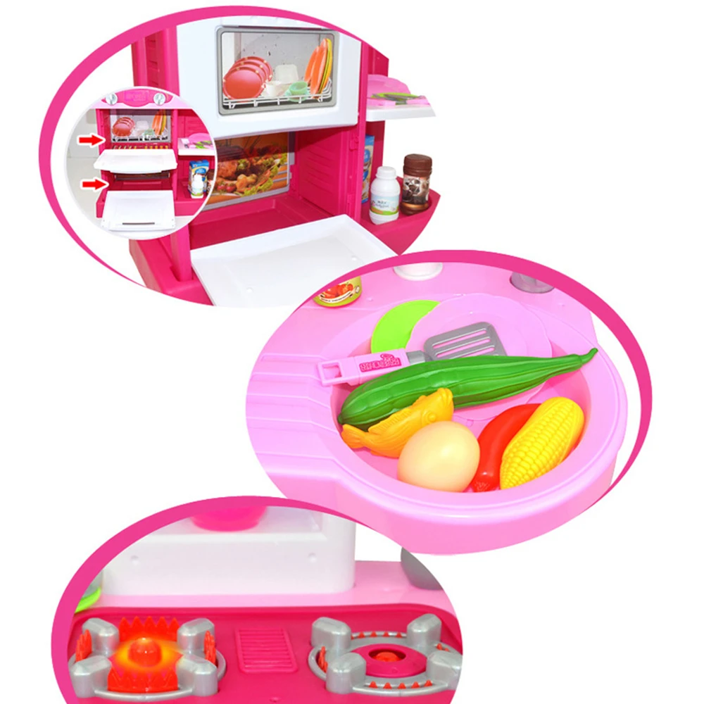 New 2 Types 1 Sets 37 Pcs Kitchen Plastic Pretend Play Food Children Toys With Music And Light Height is about 72 cm Toys Gifts (4)