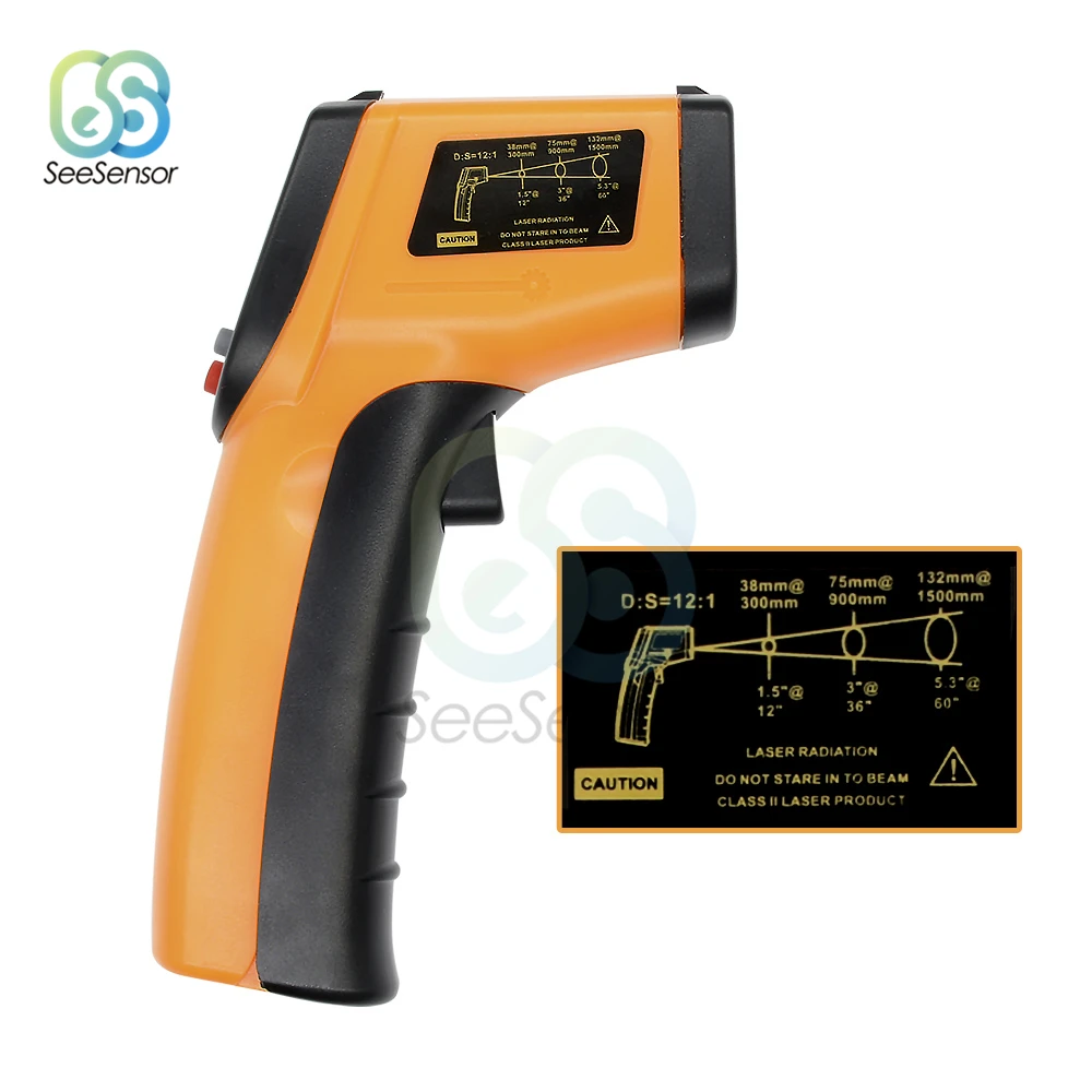 

Portable Non-Contact Laser LCD Display IR Infrared Digital C/F Selection Surface Temperature Meter Thermometer Gun