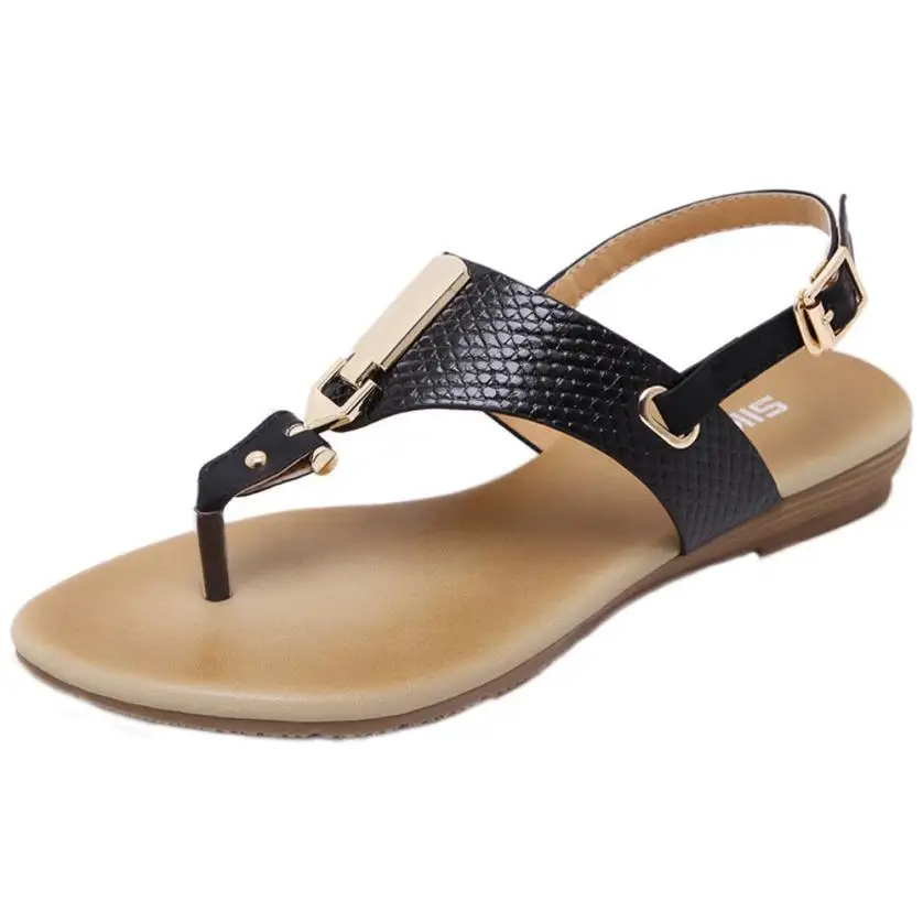 

SIKET Sandals Women 2018 Fashion gladiator Metal Decoration Buckle Strap Flip Beach Wedge Sandals Shoes Female zapatos mujerA5