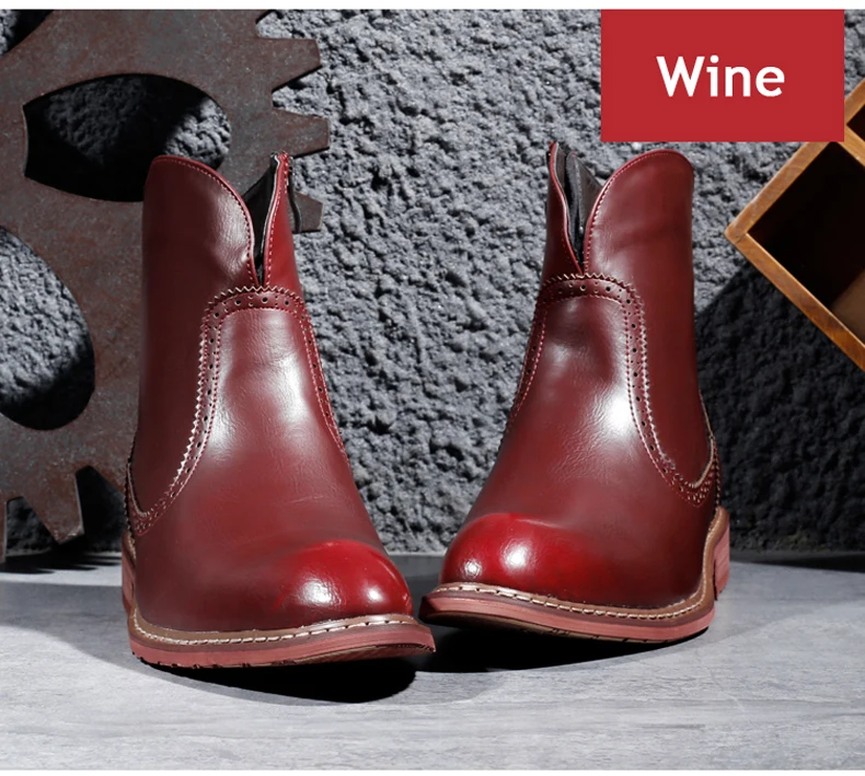 Men's Boot Slip-on Ankle Desert Boots Mens Black Leather Boots Men Winter Shoes Waterproof Military Boots' Men Combat Plus Size  (15)