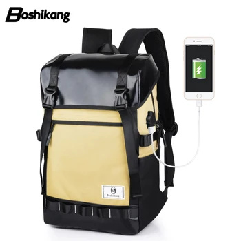 

Boshikang Men Backpack Fashion School Bagpack College Student USB Charging Travel Laptop Male Backpack Waterproof Backpack Men