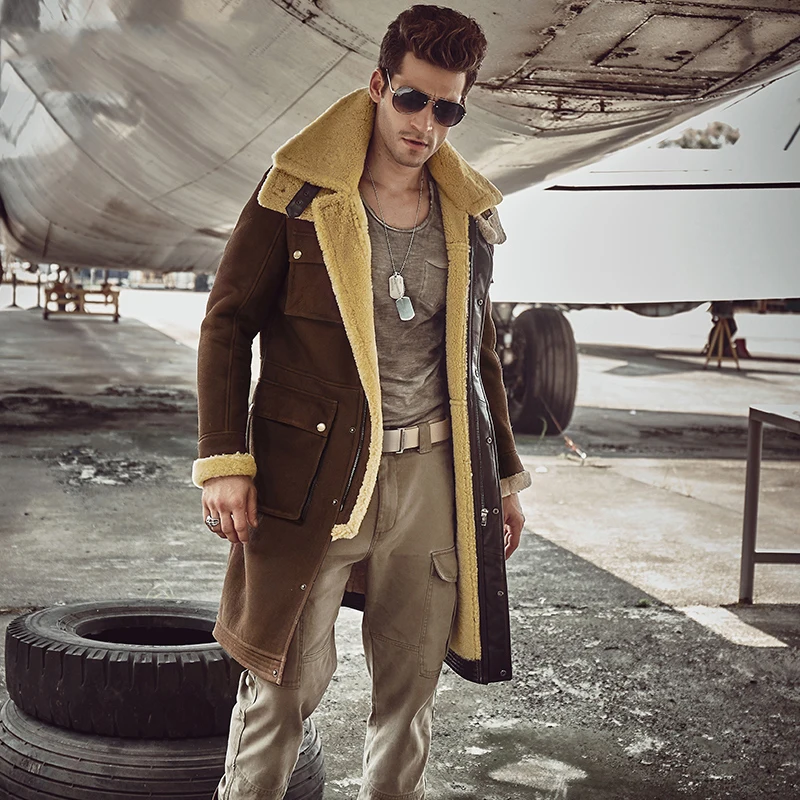Military Style Men's Shearling Coat 