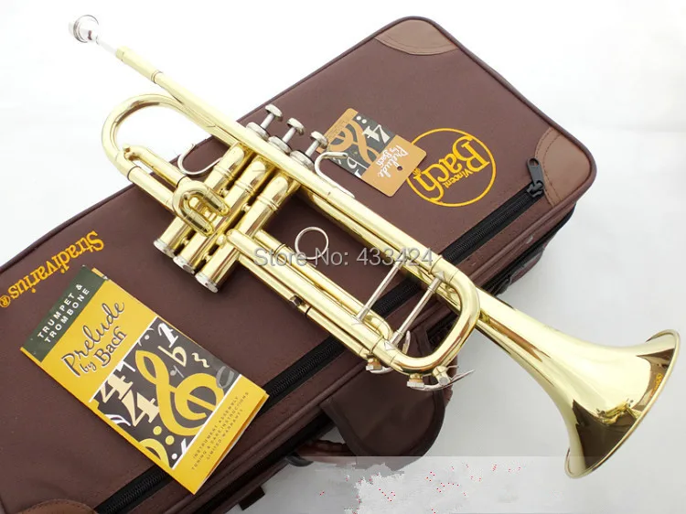 

American Bach TR-600 Gold-Lacquer B flat Bb professional trumpet Top musical instruments in Brass trompete trumpeter bugle