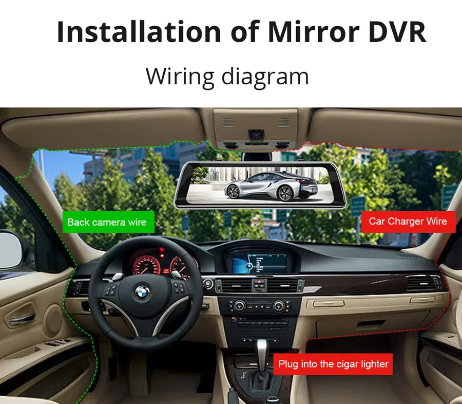 WHEXUNE потоковая 9,3" ips сенсорная Автомобильная зеркальная видеокамера gps трек WDR Full HD 1080P Даш-камера с 720P тыловой камерой рекордер DVR