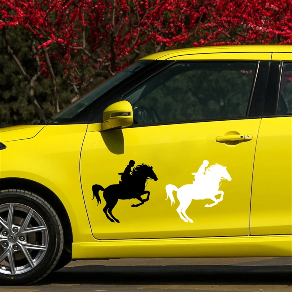 Riding Horse Sport Vinyl Car-Styling Decor Car Sticker Fashion Car Body Window Wall Door Creative Decal Stickers 14.7cm13 (1)_