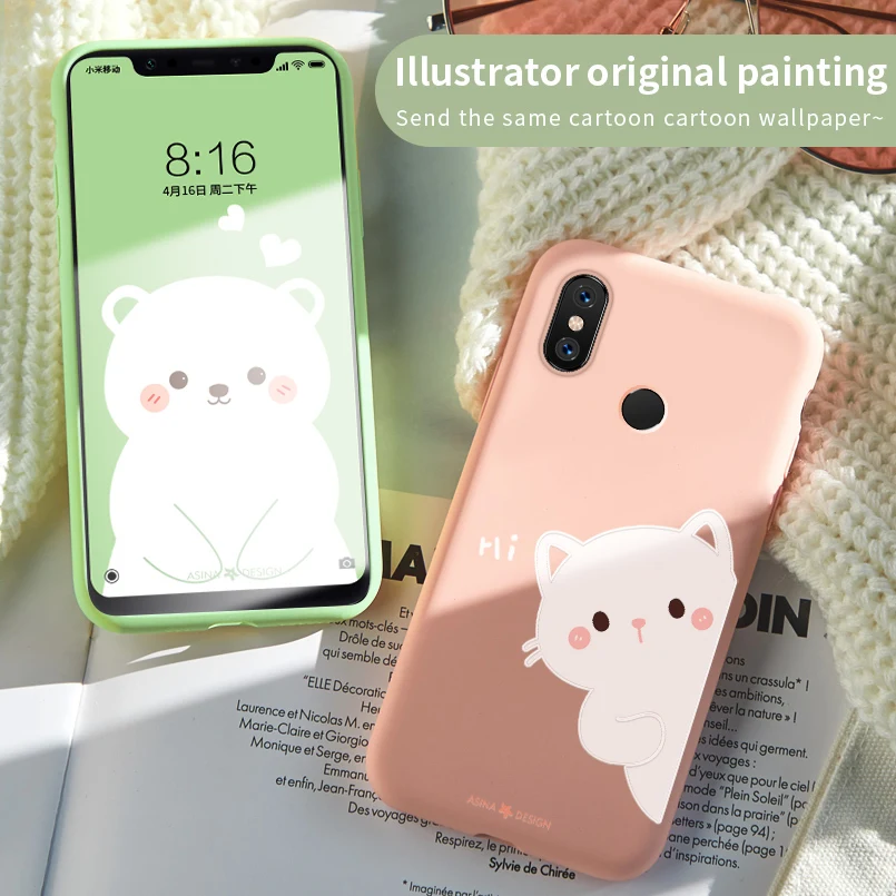 Cute Cartoon Liquid Silicone Case For Xiaomi Redmi Note 7 Plain Clear Bumper Cover Mi 8 9 Fundas Coque Capas |