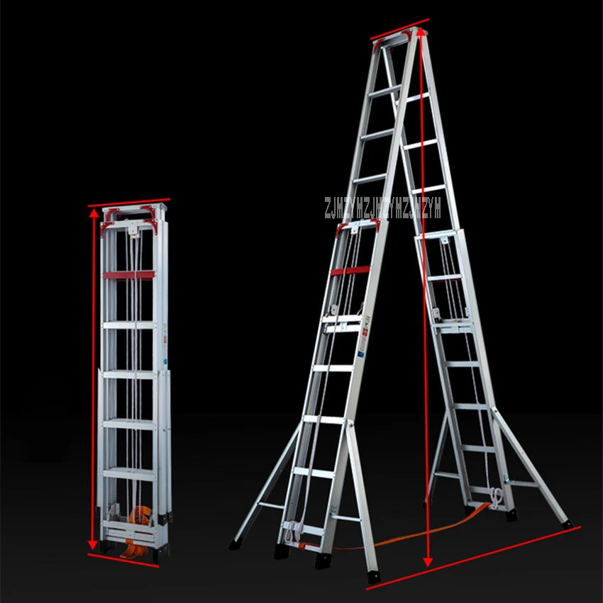 BAB-6m Портативный складной Engineering лестницы 11-ти ступенчатой Противоскользящий Алюминий сплав Лестница бытовой Сильный утолщение телескопическая лестница