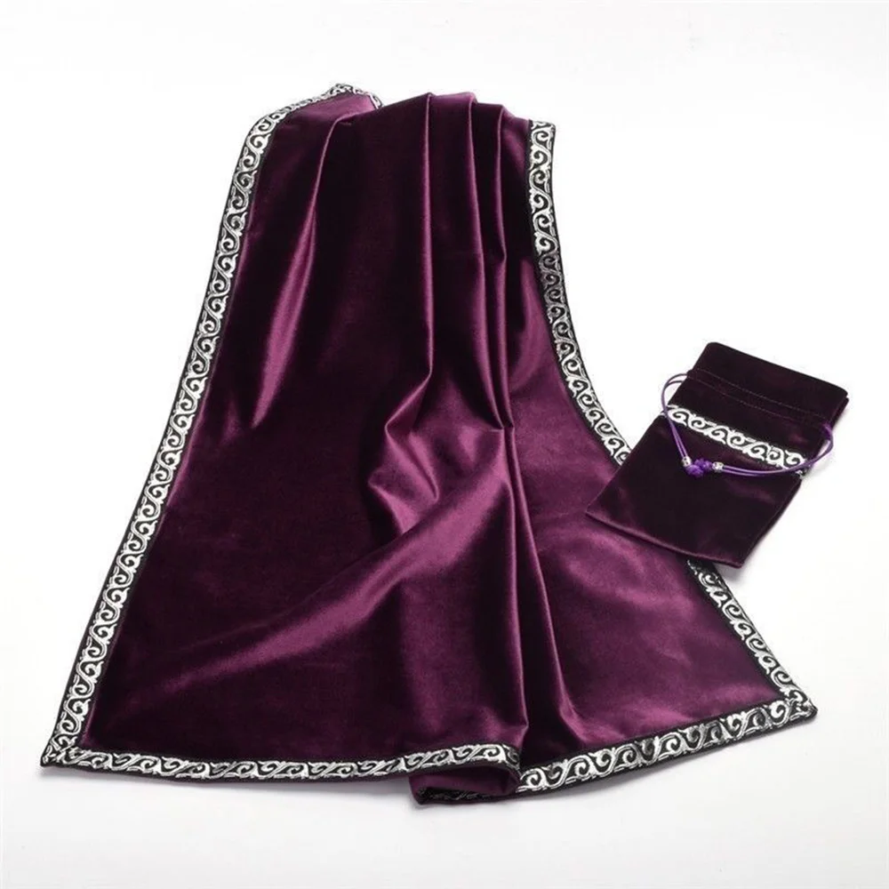 Ретро Таро карты сумка Праздничная скатерть доска скатерть для игры divination бархат - Цвет: Фиолетовый