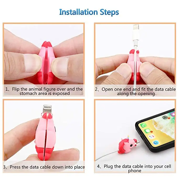Защита для кабеля Bite Unicorn устройство сматывания проводов iPhone usb органайзер милый
