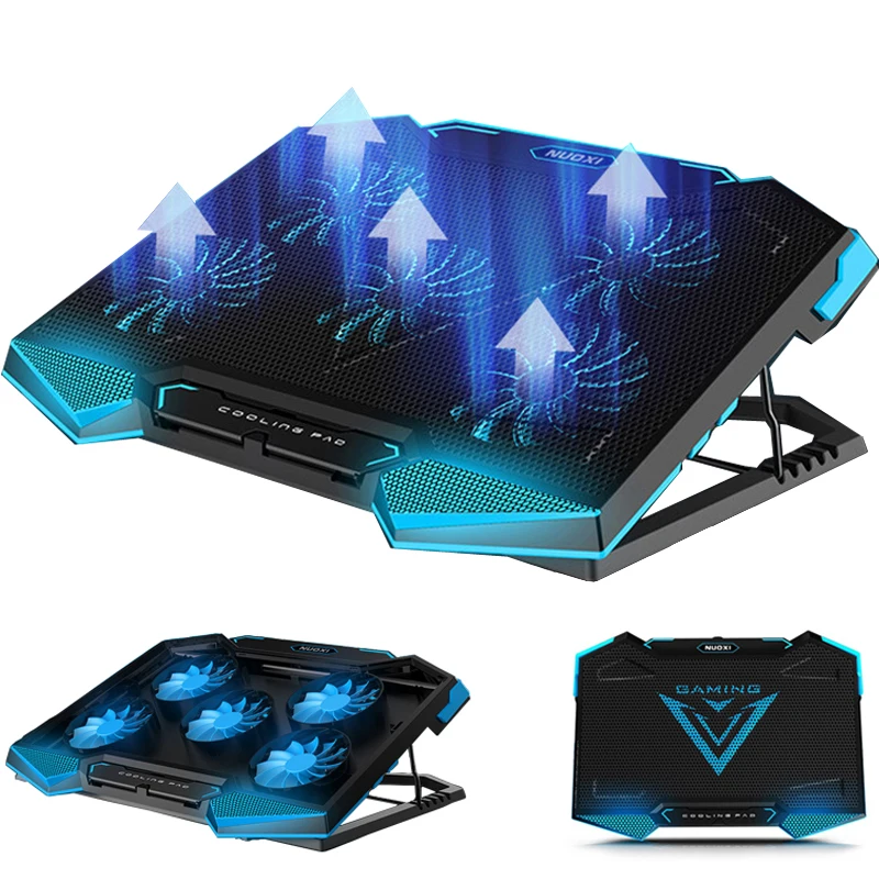 

Laptop Cooler Cooling Pad with Silence 5pcs LED Fans USB 2.0 Adjustable Notebook Holder for macbook air/pro 12 13 14 15.6 17